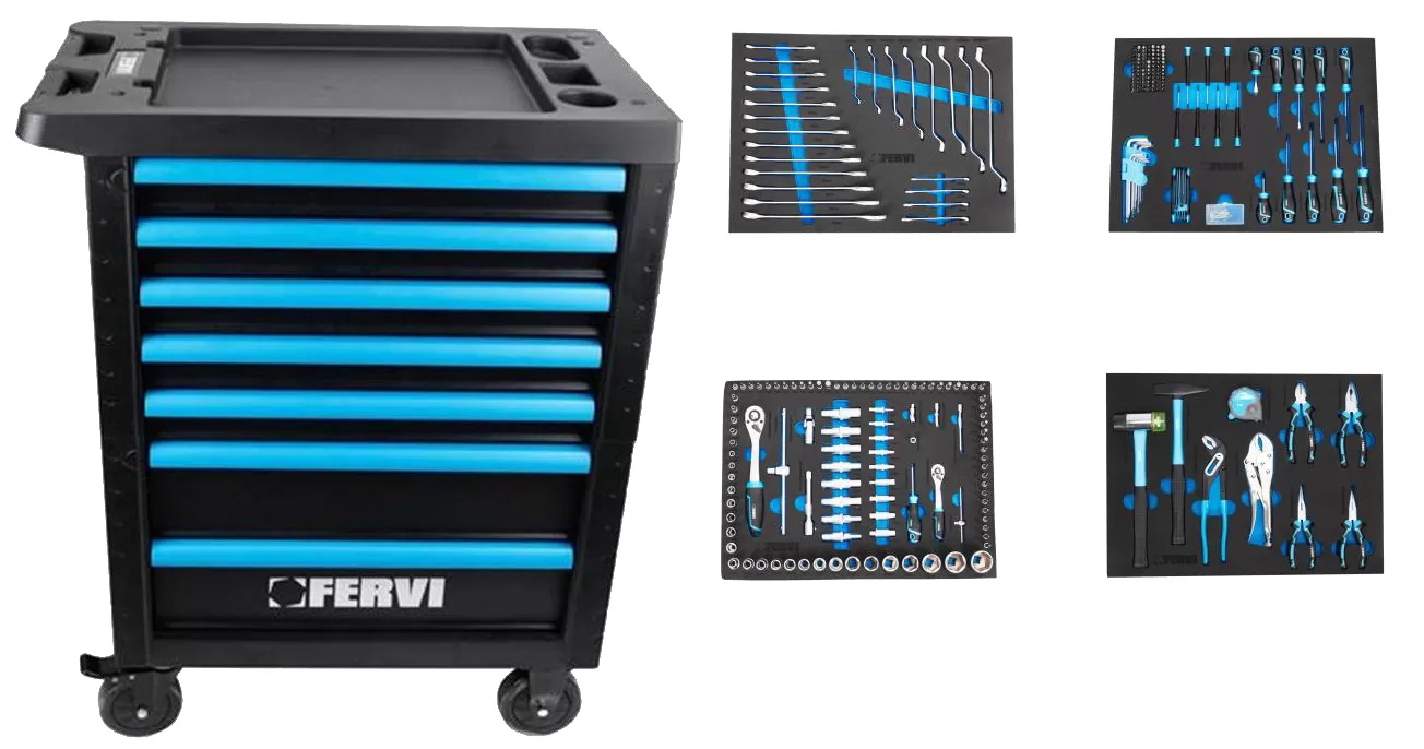 Carrello 7 cassetti con 298 utensili c600c4 fervi Carrello 7 cassetti con 298 utensili c600c4 fervi