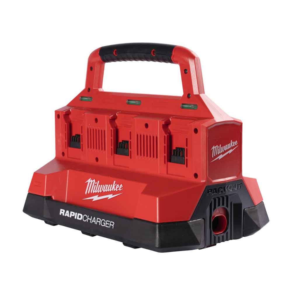 Milwaukee-M18-PC6-Carica-Batterie-Multiplo-x6-PACKOUT-M18-con-usb-