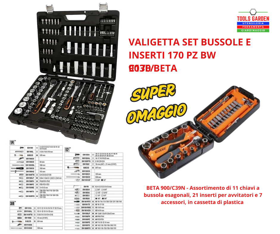 VALIGETTA SET BUSSOLE E INSERTI 170 PZ BW 903E/C170 BETA VALIGETTA SET BUSSOLE E INSERTI 170 PZ BW 903E/C170 BETA