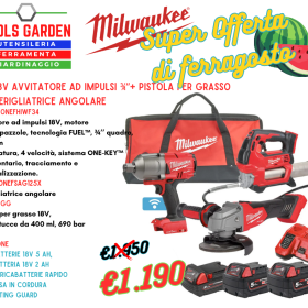 KIT 18V AVVITATORE AD IMPULSI ¾’’+ PISTOLA PER GRASSO + smerigliatrice angolare